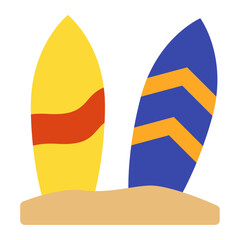 surfboards on the beach icon 