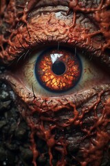 a close up of an eye with blood on it