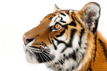 Fototapeta premium Mystic portrait of Bengal, copy space on right side, Headshot, Close-up View isolated on white background