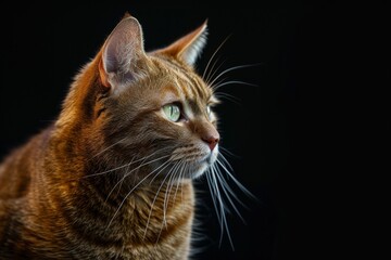 Obraz premium Mystic portrait of Manx Cat, full body view, full body shot isolated on black background