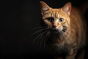 Obraz premium Mystic portrait of Manx Cat, full body view, full body shot isolated on black background
