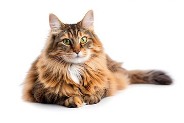 Mystic portrait of Norwegian Forest Cat, full body shot, full body View isolated on white background