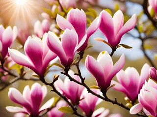 Obraz premium beautiful pink magnolia flowers