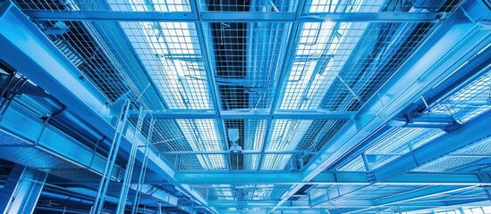 Obraz premium Blue Metal Structure with Grid Pattern