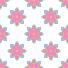 Beautiful ethnic flower seamless pattern in tribal design background texture in native American,Mexican, African,Indian,moroccan.Tradition folk culture art background. Scandinavian design for decor.
