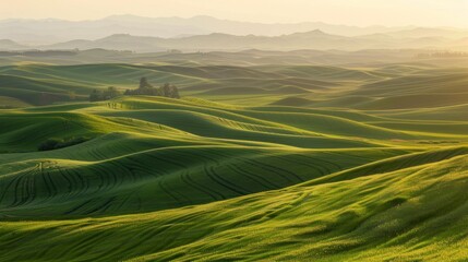 Fototapeta premium Rolling Green Hills at Sunrise