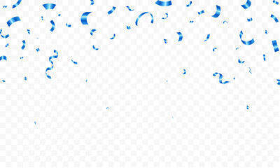 Blue ribbon and confetti Can be separated from a transparent background