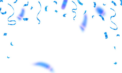 Blue confetti and carnival ribbons. vector illustration, holiday, birthday.