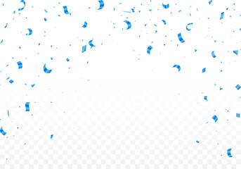 Blue confetti background isolated on transparent background	