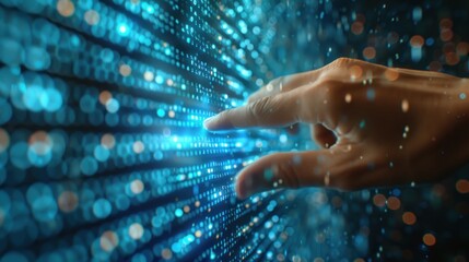 Hand Interacting with Digital Data Flow