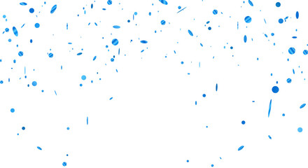 Blue confetti template. Shiny ribbons falling on background. Design template for party, celebration and birthday.	