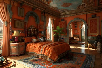 Obraz premium bedroom interior design middle eastern style