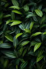 Fototapeta premium a close up of green leaves on a black background