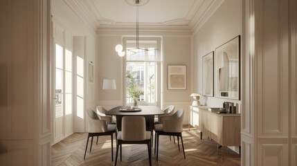 Elegant Dining Room with Modern Decor, Generative AI