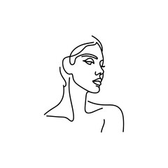 line art monoline oneline poster art design of girl face	
