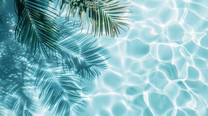 Palm Leaves Shadow on Pool Water, Generative AI