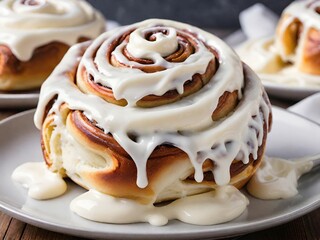 delicious rolls with cream on plate