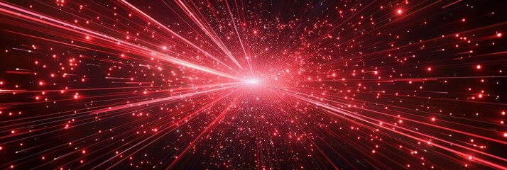 Naklejka premium Red Light Burst in the Dark