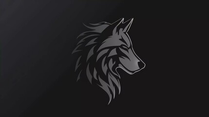 Illustration of a wolf logo on a black background which is very beautiful