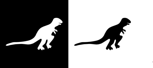 T rex icon. Dinosaur icon. Ancient animals. Giant beast. Black icon. Silhouette.