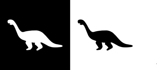 Braciosaurus icon. Dinosaur icon. Ancient animals. Giant beast. Black icon. Silhouette.