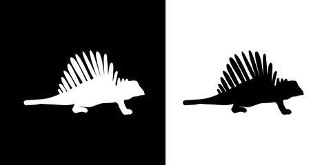 Dinosaur icon. Ancient animals. Giant beast. Black icon. Silhouette. © FistaPrayudha