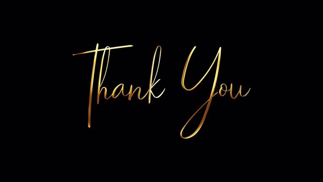 Thank you Gold Text shine titles loop abstract background. Isolated with alpha channel Quick time Prores 444 encode. 4K 3D seamless loop Typography design. Thank you text effect element. 