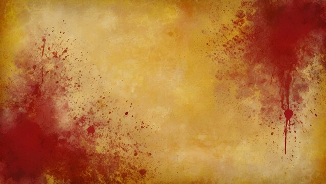 Yellow and red background with texture and distressed vintag