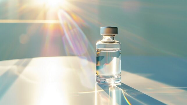 Medicine bottle of semaglutide with clear liquid Photos for marketing emails