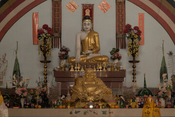 Statue of Buddha at Buddhist (Chinese Architecture) Temple located at Sarnath, India