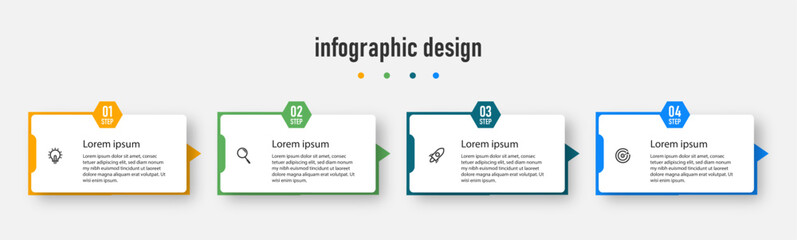 Business infographics template. timeline with 4 steps, options. can be used for workflow diagram, info chart, web design. vector illustration.