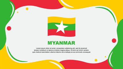 Myanmar Flag Abstract Background Flat Design Template. Myanmar Independence Day Banner Wallpaper Vector Illustration. Myanmar Banner