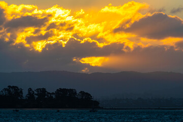 Sunset Scenery at Waitemata Harbour, Auckland New Zealand