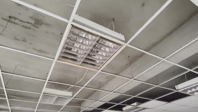Suspended ceiling frame structure for interior building.