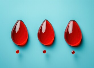 Fototapeta premium Red Drops on Blue Background