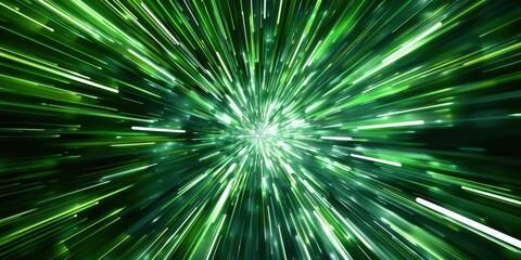 Abstract Green Light Streaks in a Starburst Pattern