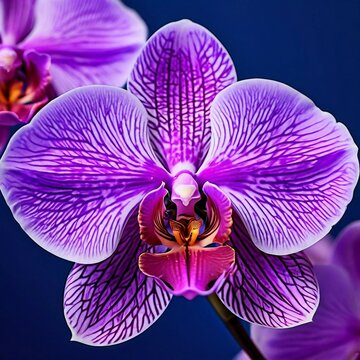 Purple orchid with microstructure pattern.  Flower with zoom out or macro effect.  Generative AI
