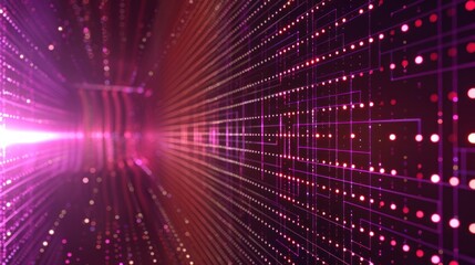 Obraz premium Abstract Digital Network with Pink and Red Glowing Lines