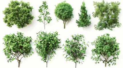 Fototapeta premium Various Types of Green Trees and Shrubs, Generative AI