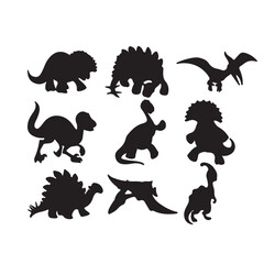 set of silhouettes of dinosaurs