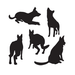 set of black dog silhouettes