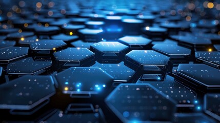 Obraz premium Abstract Hexagon Pattern with Blue and Yellow Lights