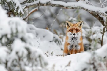 Naklejka premium fox in snowy