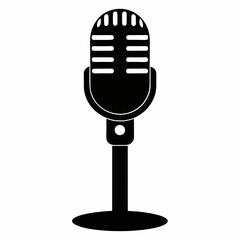 microphone icon vector silhouette illustration