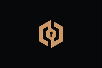 letter CD or DC iconic geometric logo, letter CC or CD iconic corporate logo, hexagon and keyhole logo, letter CC or CD keyhole logo, shield logo, protection logo, lock logo, keyhole logo illustration