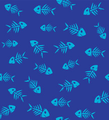 Vector fish pattern illustration. Art with stylized fish in simple lines. Design for wallpapers, backgrounds, fabrics, etc.