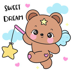 teddy bear with star kawaii animal bedtime story