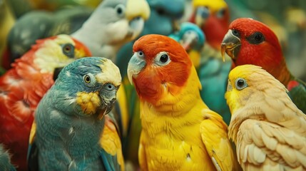 Fototapeta premium Close view of several birds