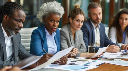 Diverse group of business professionals having a meeting around a conference table. AIG535