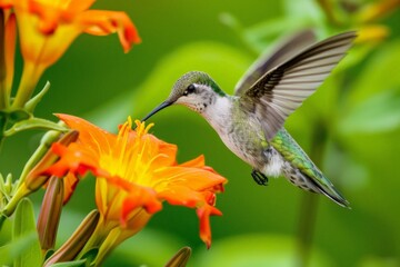 Obraz premium hummingbird feeding a flower